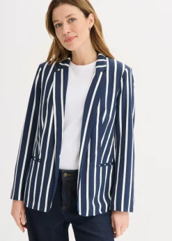 bonprix bonprix Americana Azul marino-blanco lana de rayas