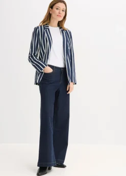 bonprix bonprix Americana Azul marino-blanco lana de rayas