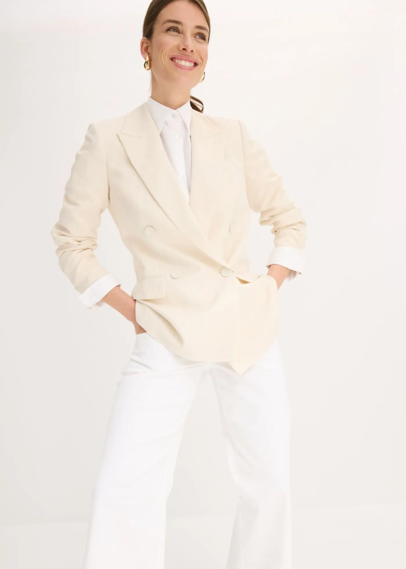 bonprix bonprix Americana con lyocell y efecto arrugado Beige natural New