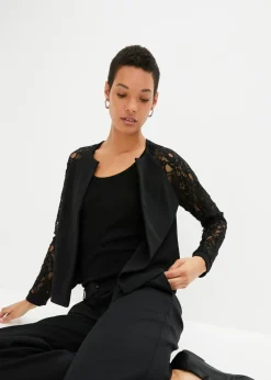 bonprix bonprix Americana con mangas de encaje Negro Sale