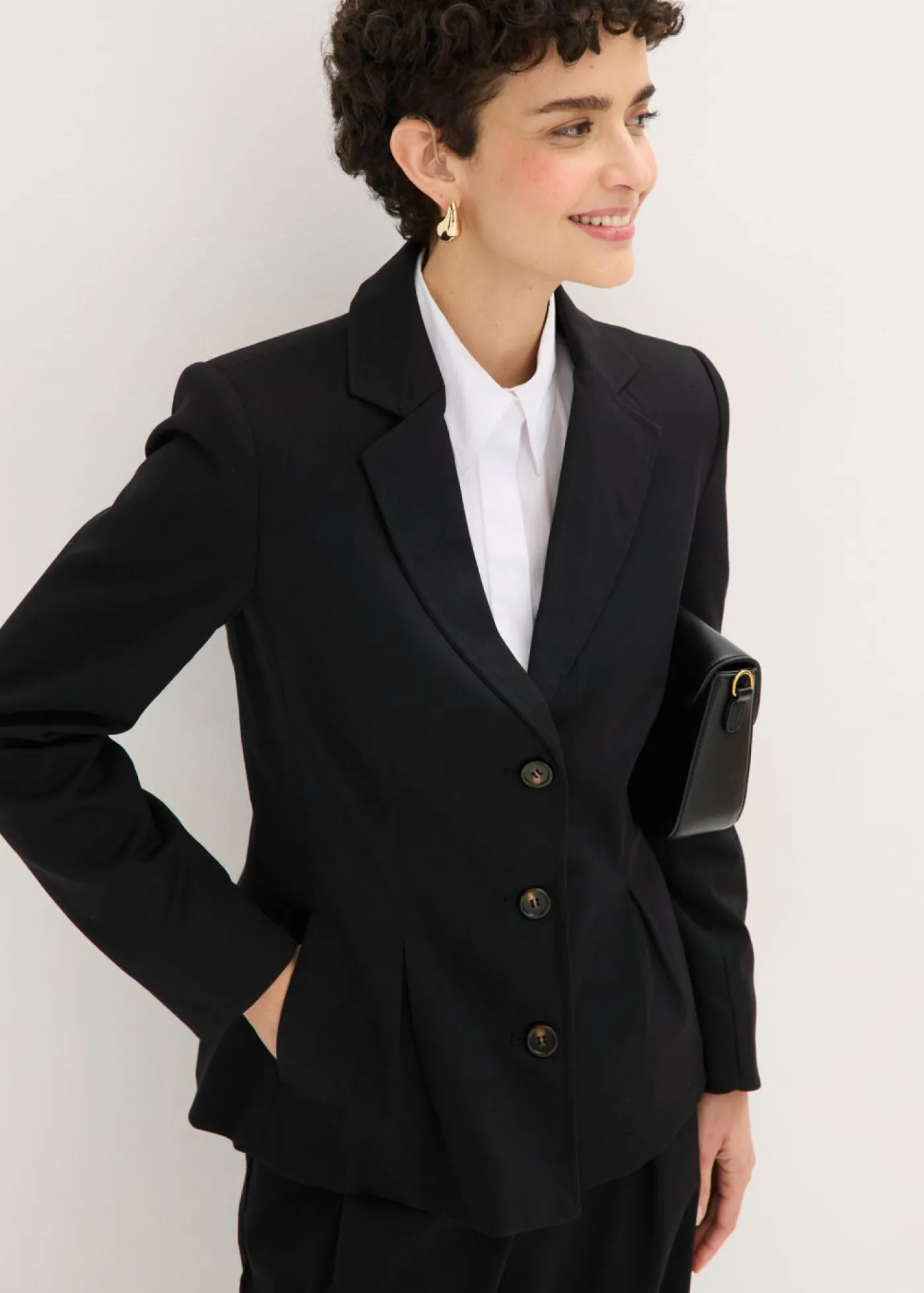 bonprix bonprix Americana con pliegues Negro