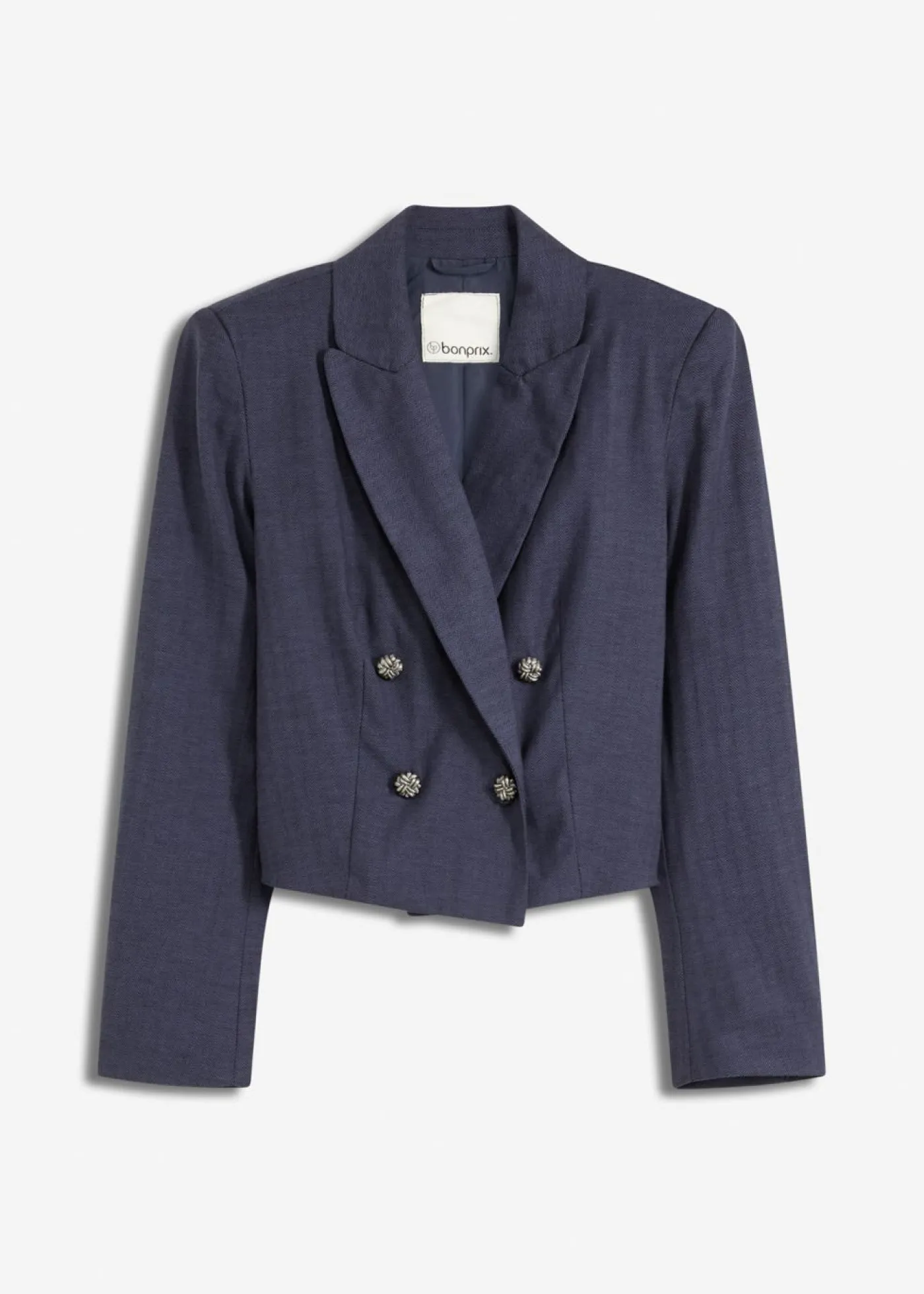 bonprix bonprix Americana corta con estructura azul marino moteado Discount