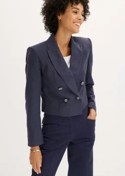 bonprix bonprix Americana corta con estructura azul marino moteado Discount