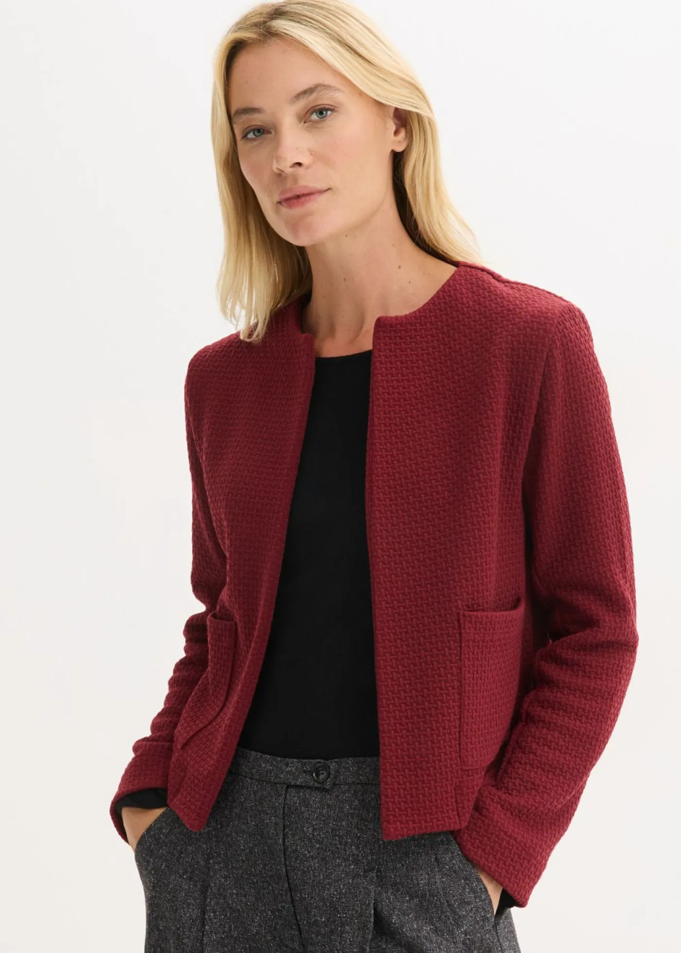 bonprix bonprix Americana corta de punto Rojo rubí