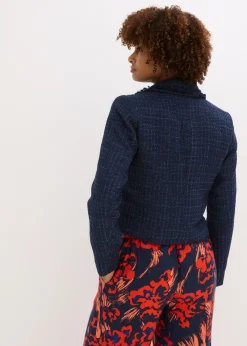 bonprix bonprix Americana de bouclé con botones decorativos Azul marino Clearance