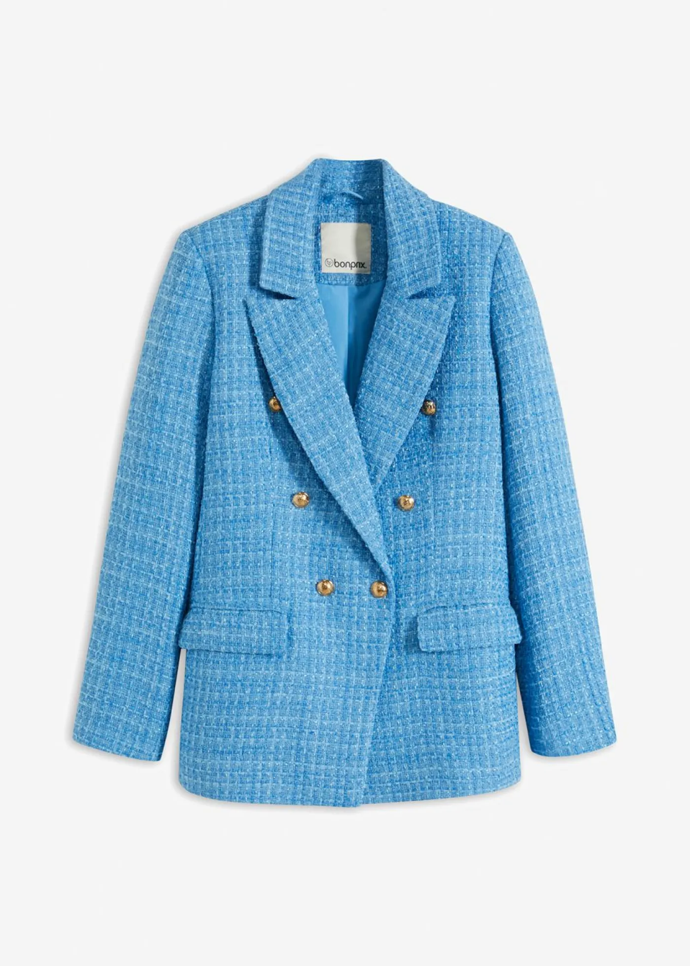 bonprix bonprix Americana de bouclé con doble botonadura azul brillante moteado