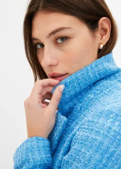 bonprix bonprix Americana de bouclé con doble botonadura azul brillante moteado