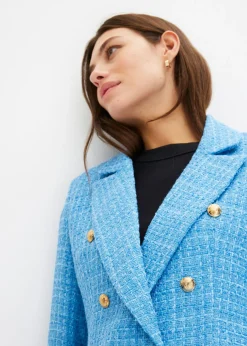 bonprix bonprix Americana de bouclé con doble botonadura azul brillante moteado