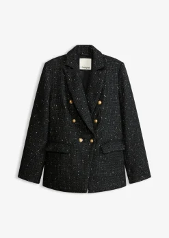 bonprix bonprix Americana de bouclé con doble botonadura Negro Outlet