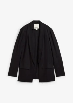 bonprix bonprix Americana de corte ancho en mezcla de lino y viscosa Negro