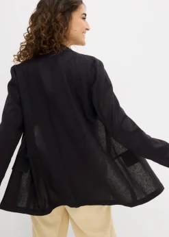 bonprix bonprix Americana de corte ancho en mezcla de lino y viscosa Negro