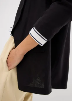 bonprix bonprix Americana de corte ancho en mezcla de lino y viscosa Negro