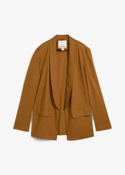 bonprix bonprix Americana de corte ancho en mezcla de lino y viscosa Marrón coñac Online