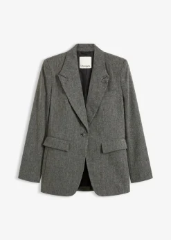 bonprix bonprix Americana de estilo tweed Negro-blanco lana moteado Discount