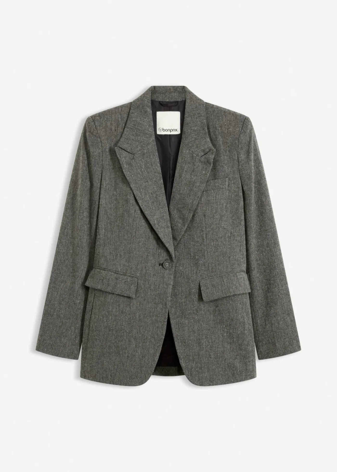 bonprix bonprix Americana de estilo tweed Negro-blanco lana moteado Discount