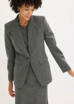 bonprix bonprix Americana de estilo tweed Negro-blanco lana moteado Discount