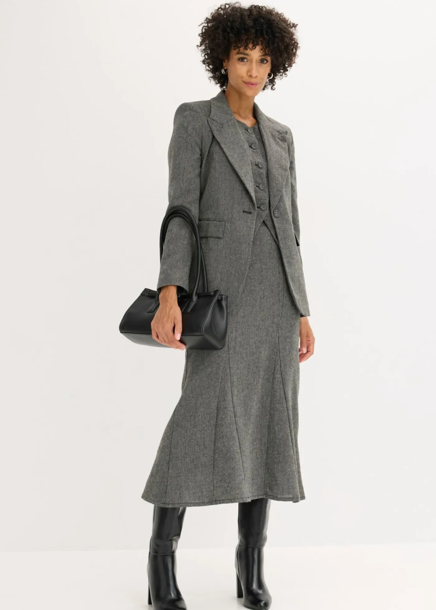 bonprix bonprix Americana de estilo tweed Negro-blanco lana moteado Discount