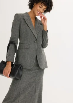 bonprix bonprix Americana de estilo tweed Negro-blanco lana moteado Discount