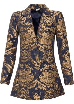 bonprix bonprix Americana de jacquard brillante Azul-dorado con estampado gráfico Best