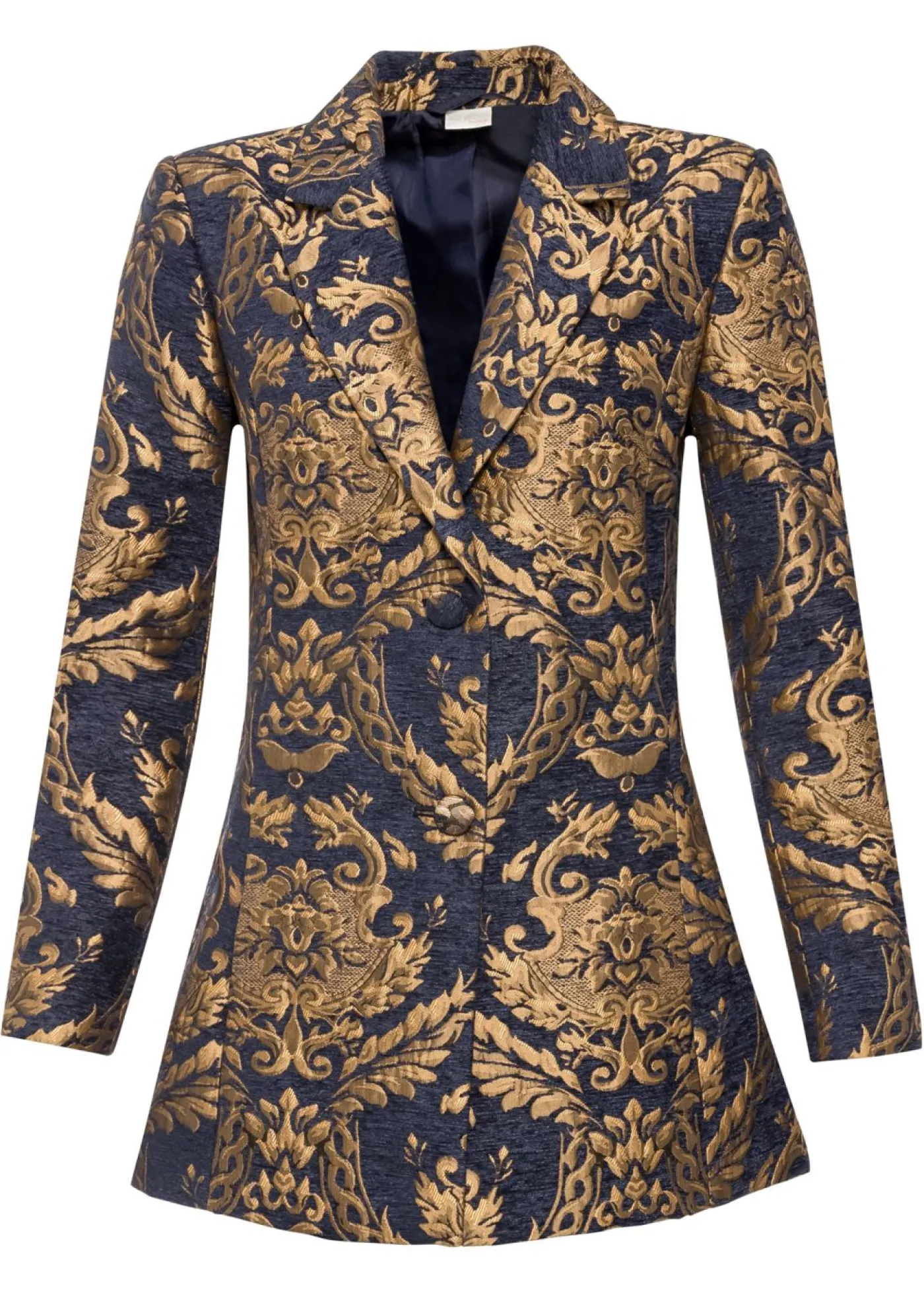 bonprix bonprix Americana de jacquard brillante Azul-dorado con estampado gráfico Best