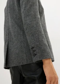 bonprix bonprix Americana de lana con patrón en espiga gris/negro moteado Hot