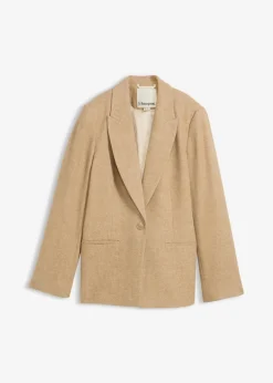 bonprix bonprix Americana de lana con patrón en espiga Beige natural jaspeado Discount