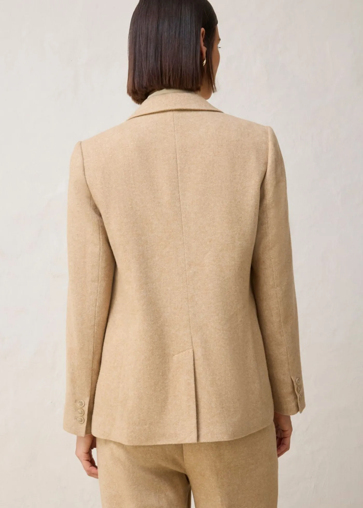 bonprix bonprix Americana de lana con patrón en espiga Beige natural jaspeado Discount