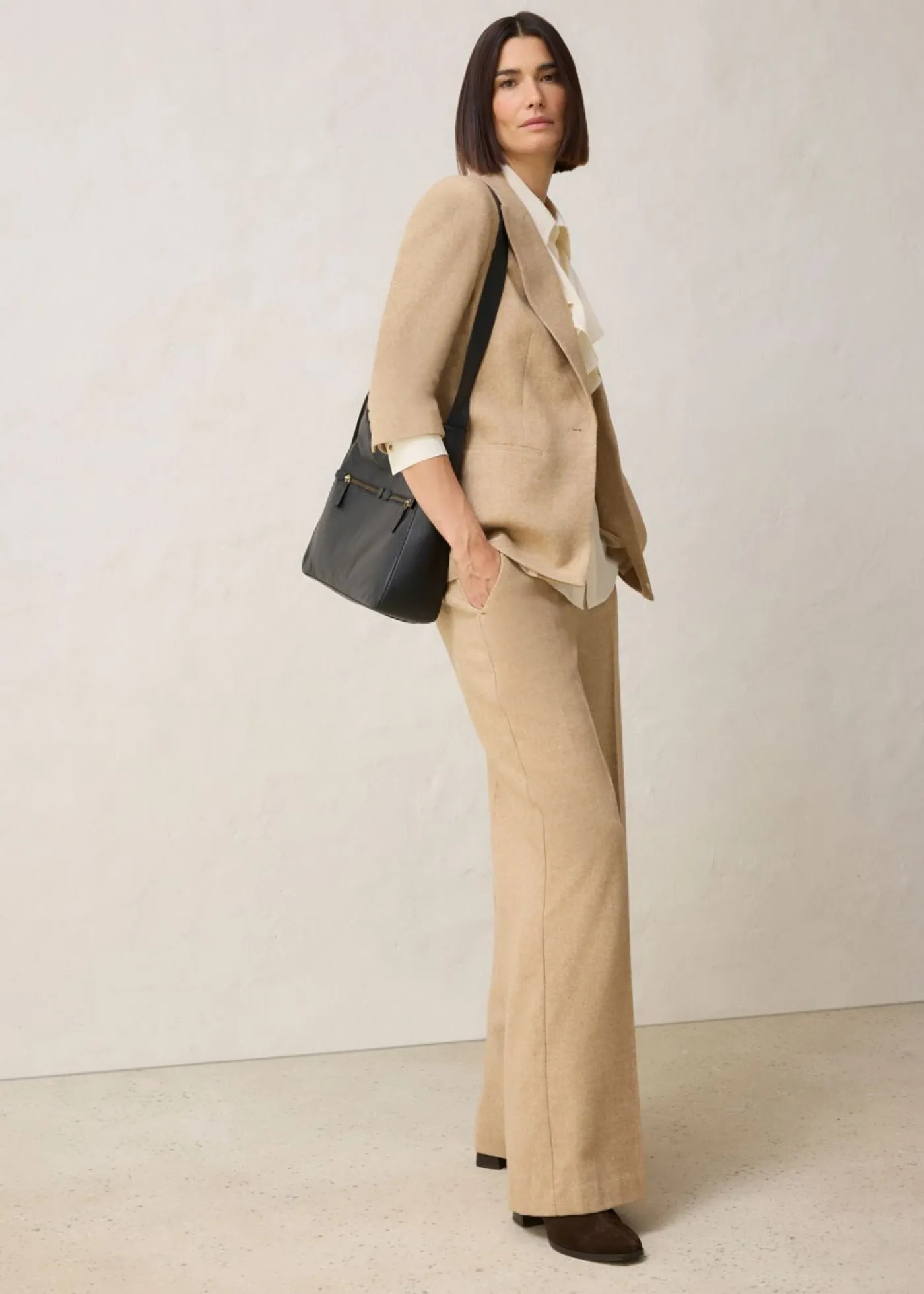 bonprix bonprix Americana de lana con patrón en espiga Beige natural jaspeado Discount