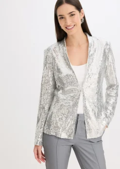 bonprix bonprix Americana de lentejuelas Plata Outlet