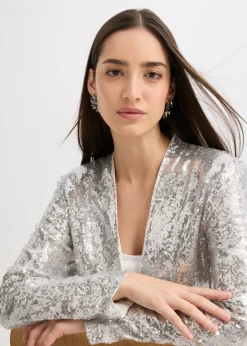 bonprix bonprix Americana de lentejuelas Plata Outlet