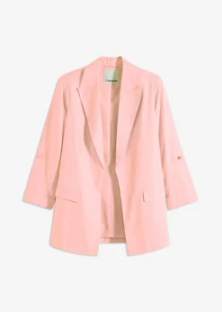 bonprix bonprix Americana de lino con mangas fruncidas rosa pálido Best