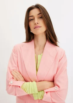 bonprix bonprix Americana de lino con mangas fruncidas rosa pálido Best