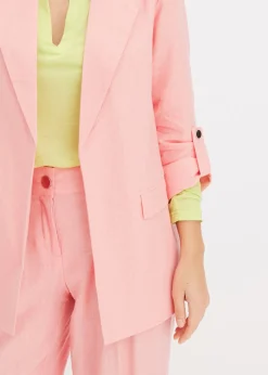 bonprix bonprix Americana de lino con mangas fruncidas rosa pálido Best