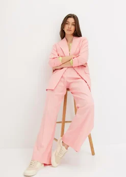 bonprix bonprix Americana de lino con mangas fruncidas rosa pálido Best