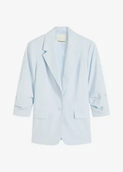 bonprix bonprix Americana holgada de viscosa con mangas 3/4 azul pálido Clearance