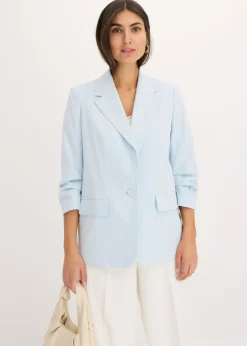 bonprix bonprix Americana holgada de viscosa con mangas 3/4 azul pálido Clearance