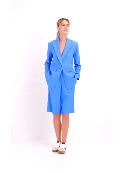 bonprix bonprix Americana informal de lino con solapa ancha azul glaciar Best