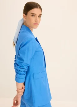 bonprix bonprix Americana informal de lino con solapa ancha azul glaciar Best