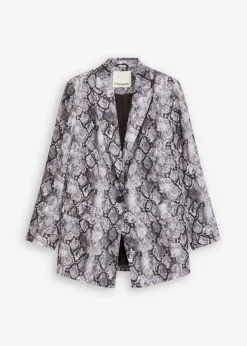 bonprix bonprix Americana larga Gris marrón con estampado de serpiente Discount