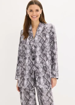 bonprix bonprix Americana larga Gris marrón con estampado de serpiente Discount