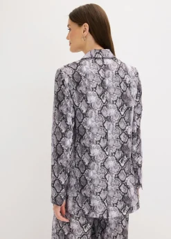 bonprix bonprix Americana larga Gris marrón con estampado de serpiente Discount