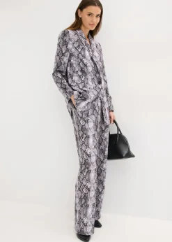 bonprix bonprix Americana larga Gris marrón con estampado de serpiente Discount