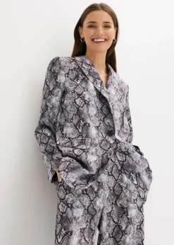 bonprix bonprix Americana larga Gris marrón con estampado de serpiente Discount
