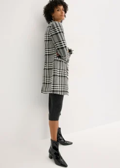 bonprix bonprix Americana larga de bouclé Negro-blanco lana a cuadros Clearance