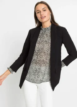 bonprix bonprix Americana larga de mezcla de viscosa Negro Sale