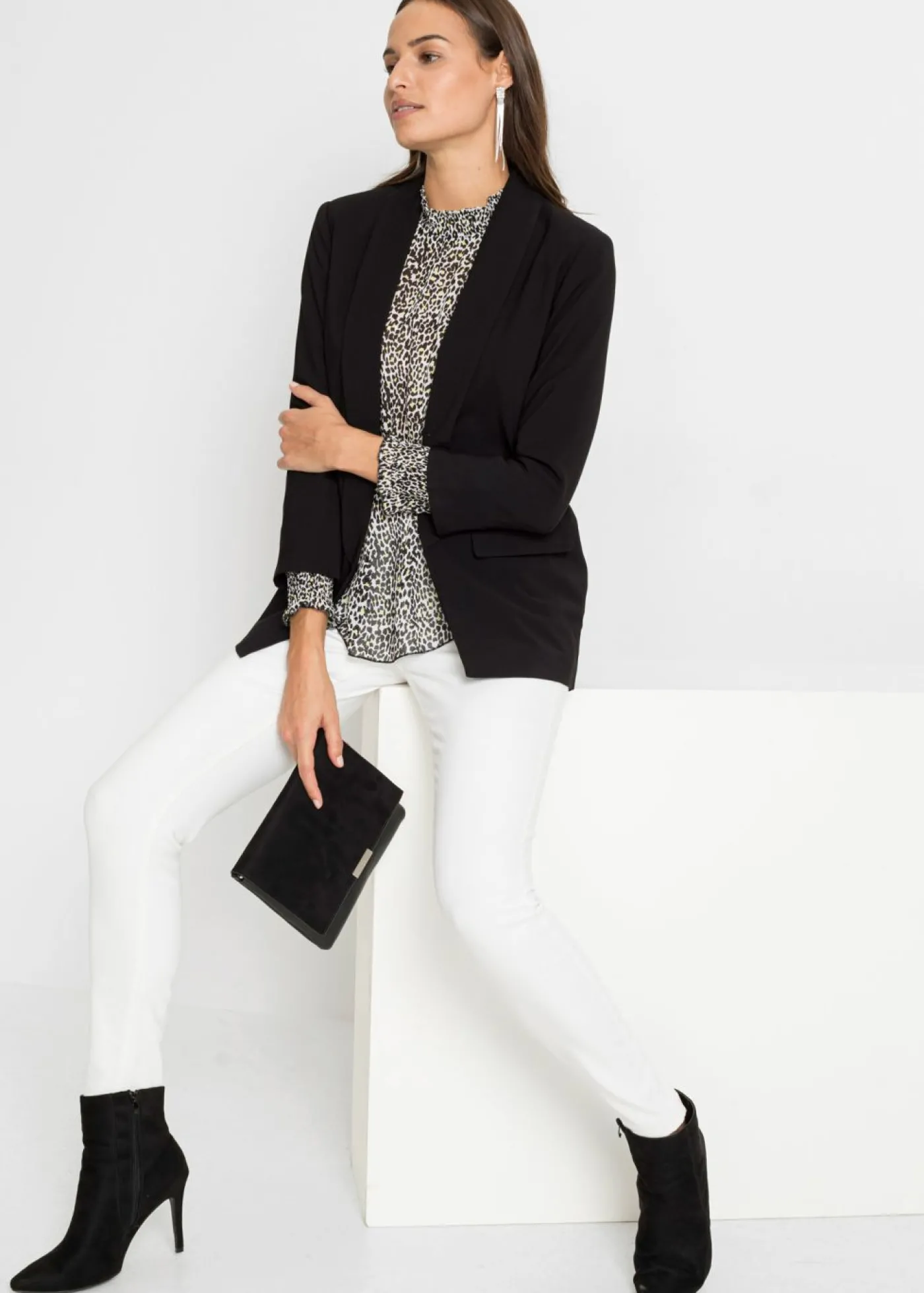 bonprix bonprix Americana larga de mezcla de viscosa Negro Sale