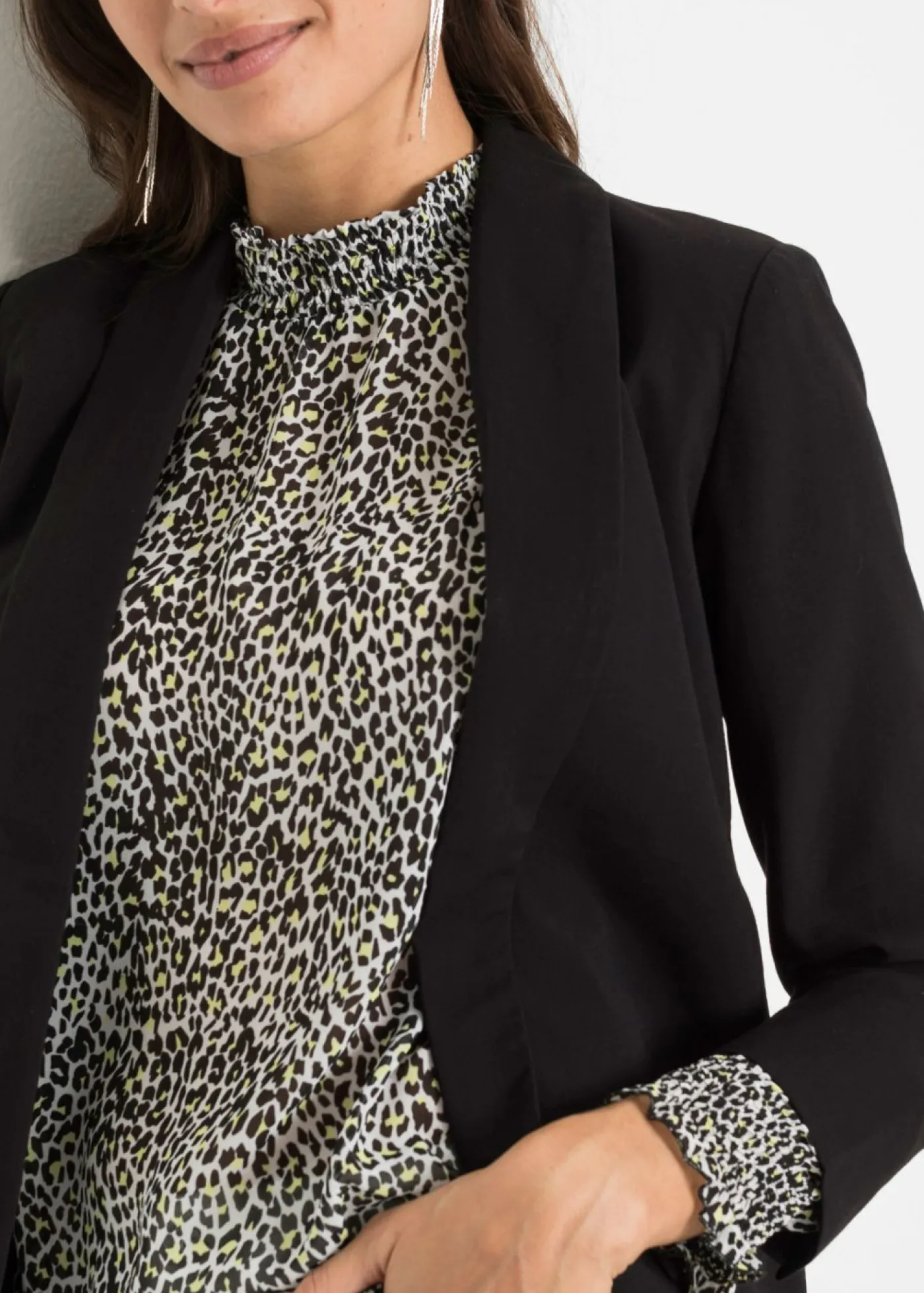 bonprix bonprix Americana larga de mezcla de viscosa Negro Sale