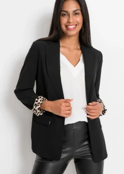 bonprix bonprix Americana larga de mezcla de viscosa fluida Negro de leopardo Online