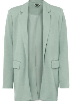 bonprix bonprix Americana larga de punto con bolsillos Verde ahumado jaspeado Clearance