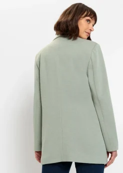 bonprix bonprix Americana larga de punto con bolsillos Verde ahumado jaspeado Clearance